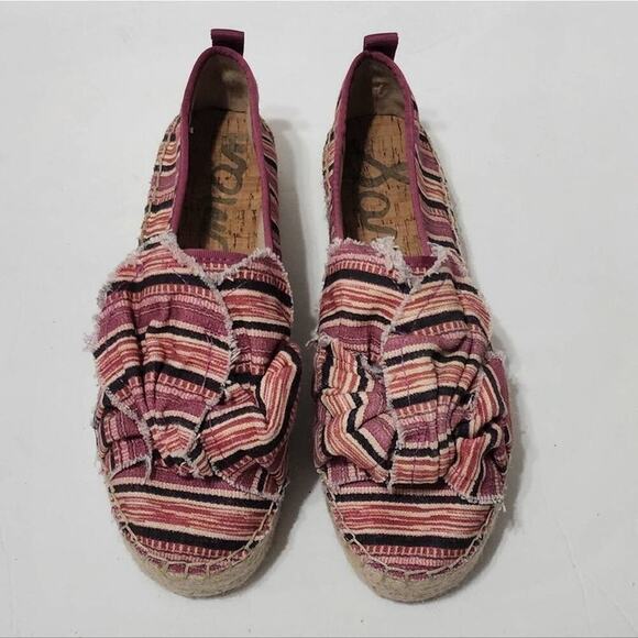 SAM Edelman Pink Black Pattern Cabrera Fabric Espadrille Women's US 8.5M - Picture 1 of 9